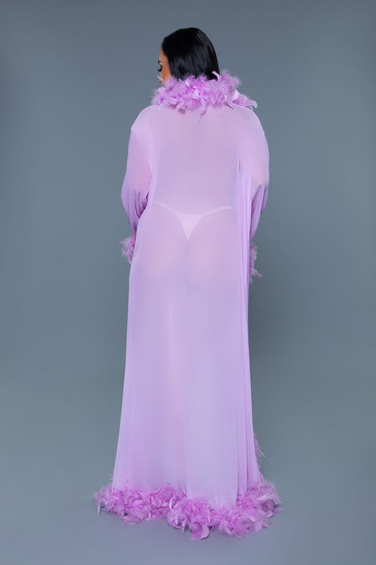 Glamour Boa Feather Trim Robe - Bee Creek Apparel