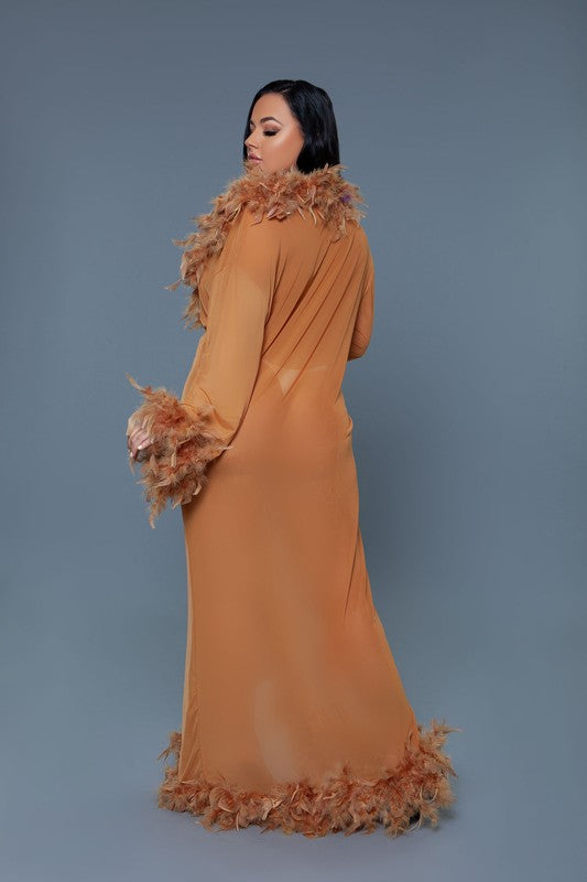 Glamour Boa Feather Trim Robe - Bee Creek Apparel