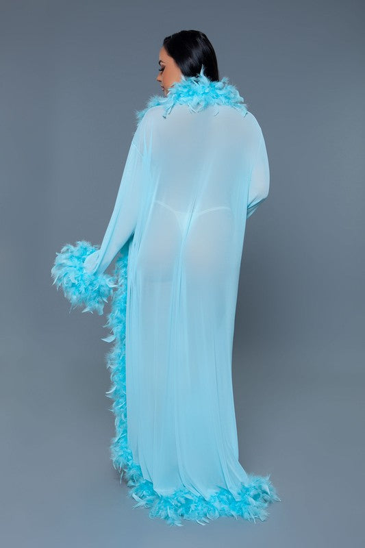 Glamour Boa Feather Trim Robe - Bee Creek Apparel
