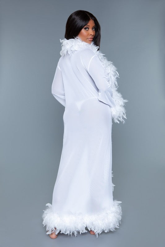 Glamour Boa Feather Trim Robe - Bee Creek Apparel