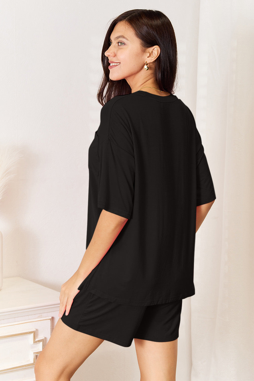 Basic Bae Soft Rayon Half Sleeve Top and Shorts Set - Bee Creek Apparel