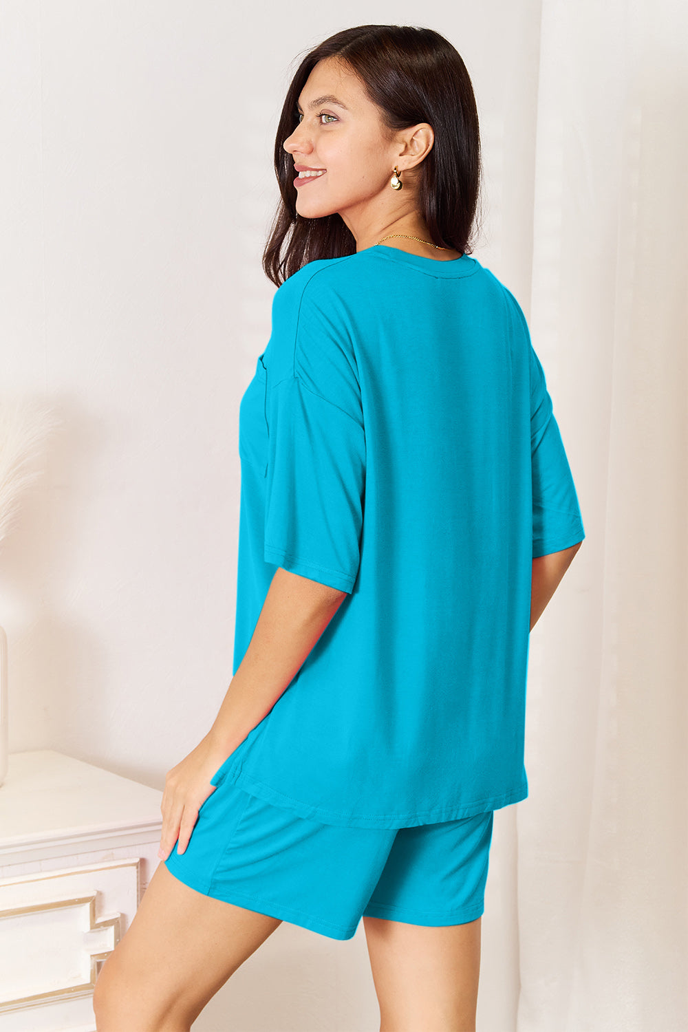 Basic Bae Soft Rayon Half Sleeve Top and Shorts Set - Bee Creek Apparel