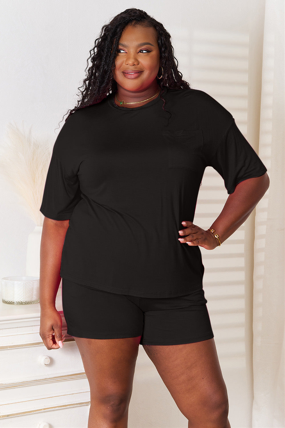 Basic Bae Soft Rayon Half Sleeve Top and Shorts Set - Bee Creek Apparel