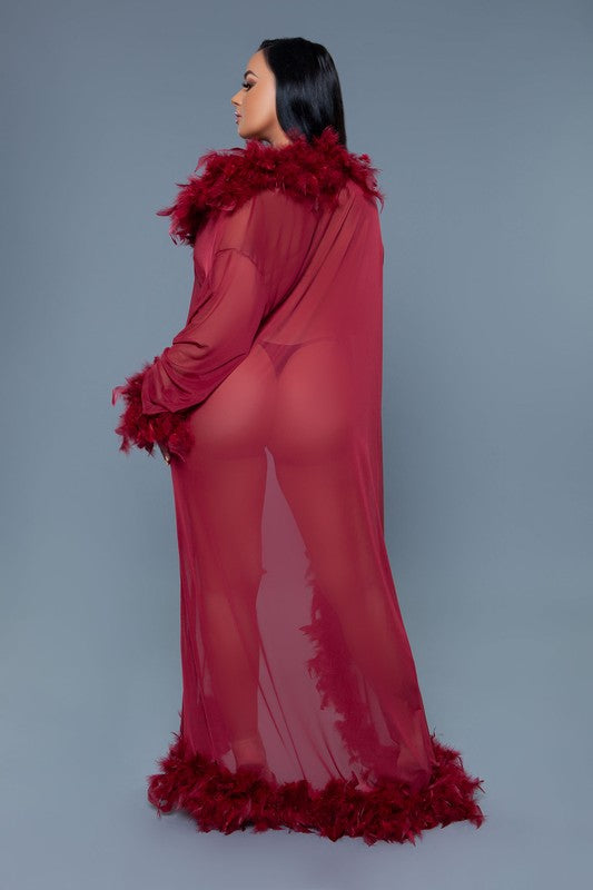 Glamour Boa Feather Trim Robe - Bee Creek Apparel