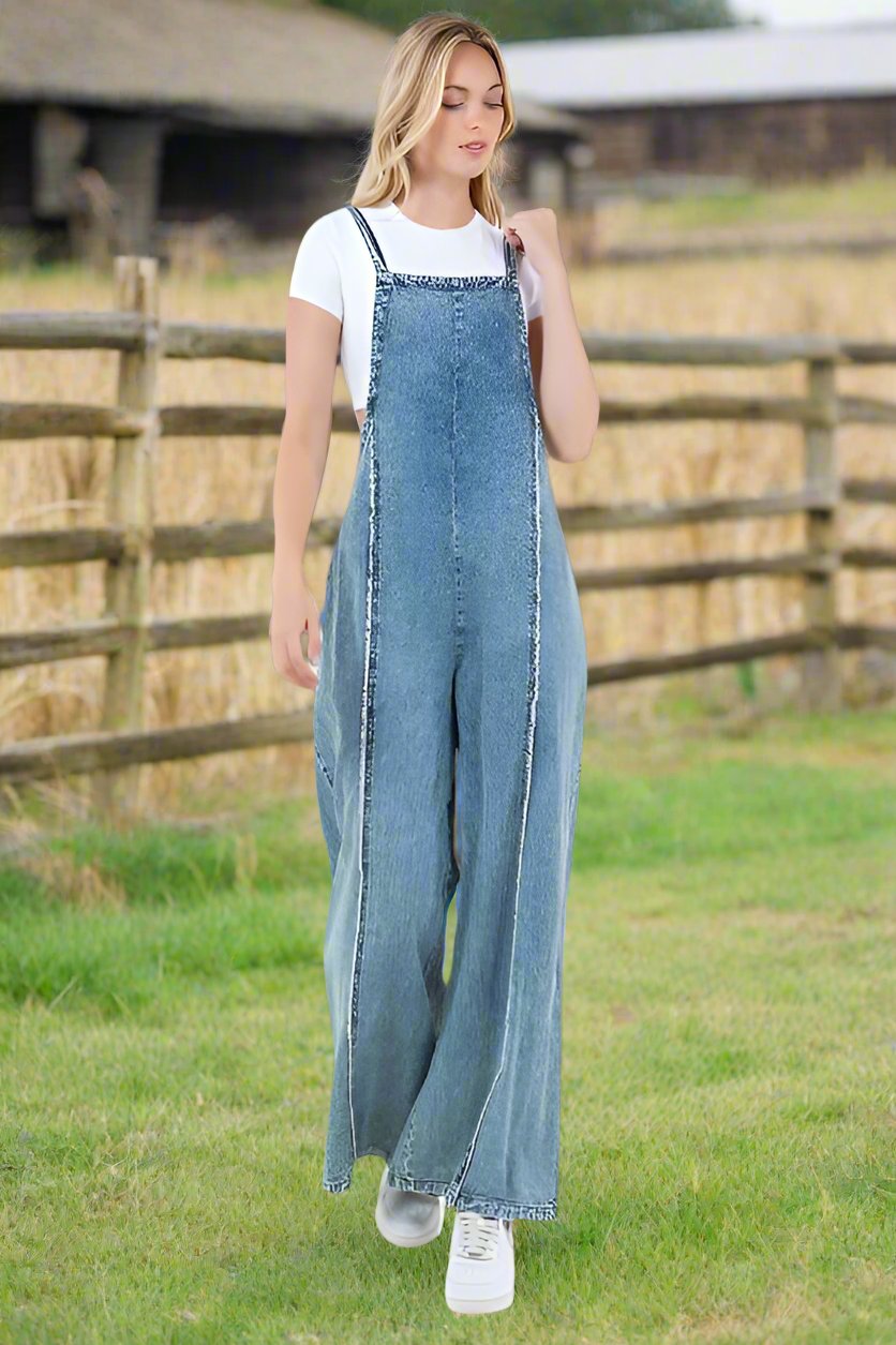 WOMEN FASHION DENIM JUMPSUIT - Bee Creek Apparel