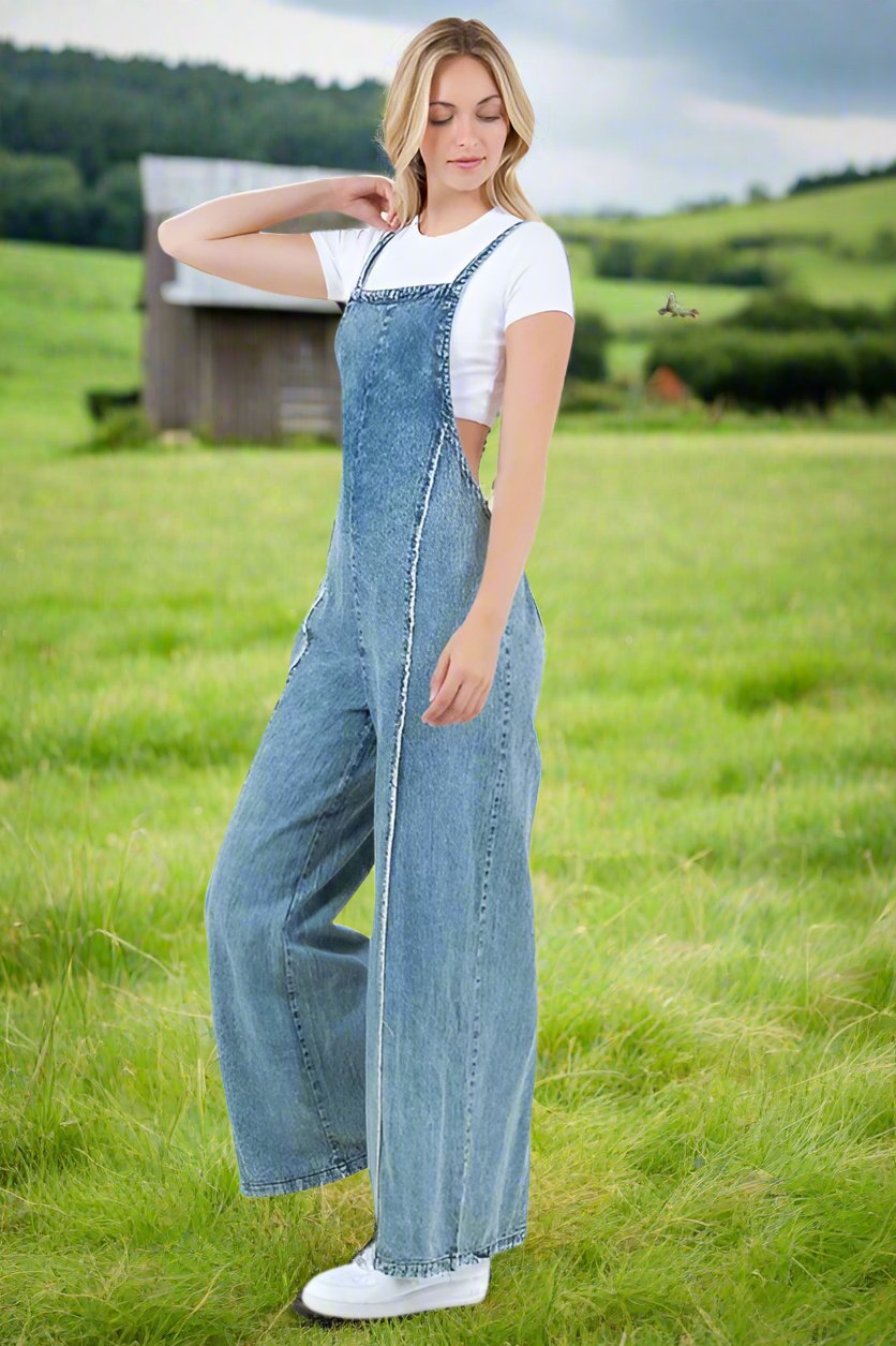 WOMEN FASHION DENIM JUMPSUIT - Bee Creek Apparel