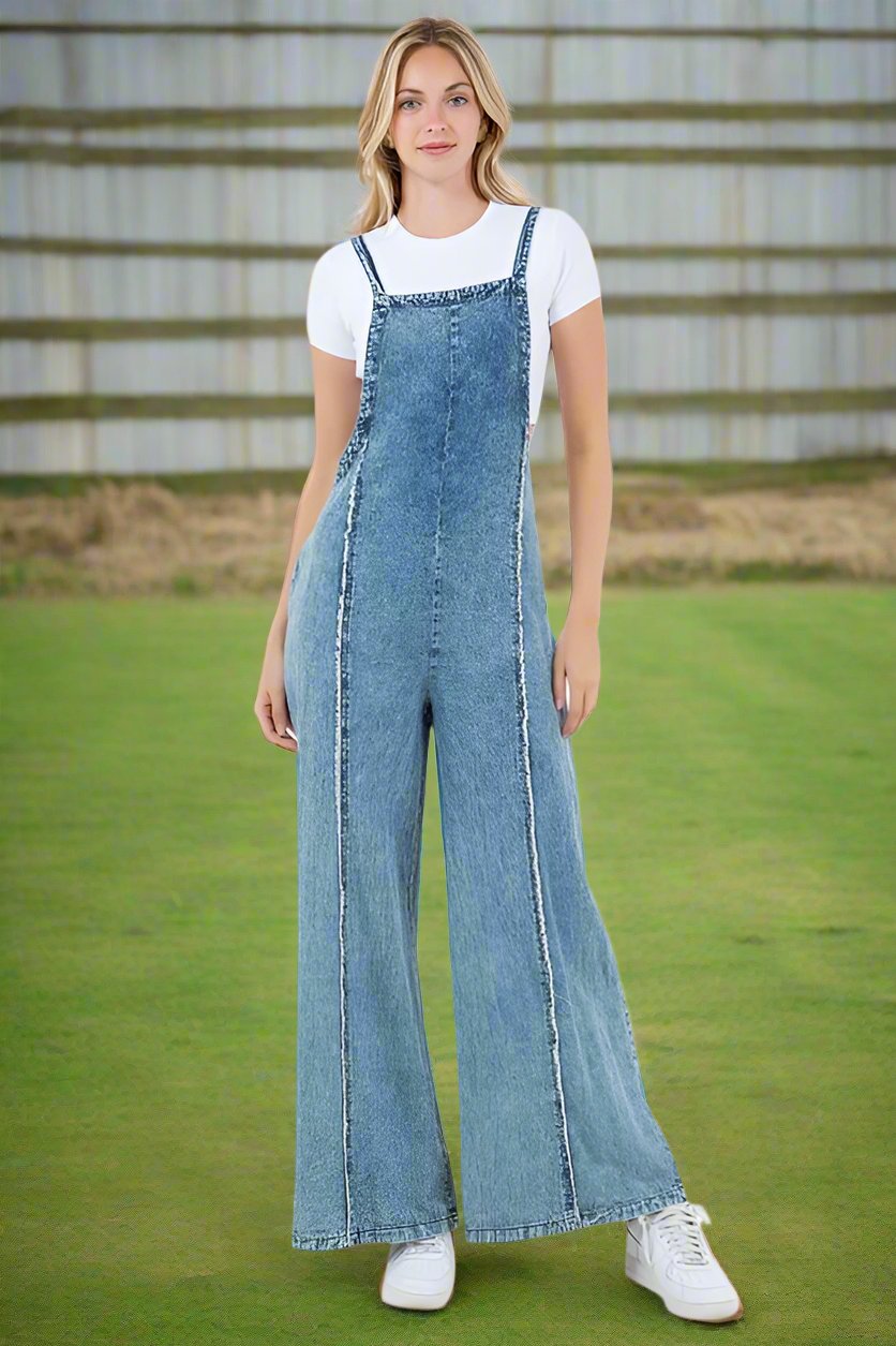 WOMEN FASHION DENIM JUMPSUIT - Bee Creek Apparel