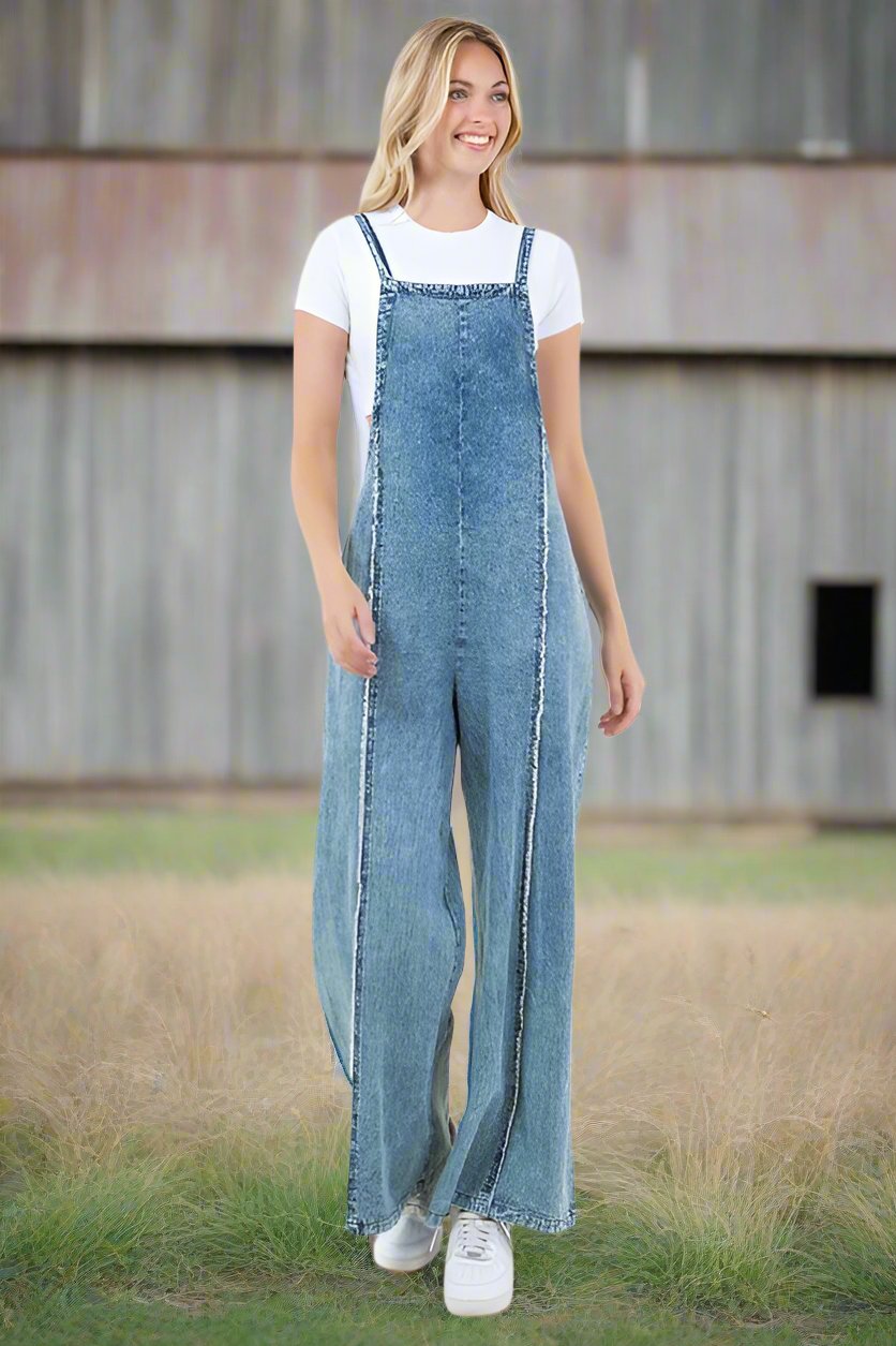 WOMEN FASHION DENIM JUMPSUIT - Bee Creek Apparel