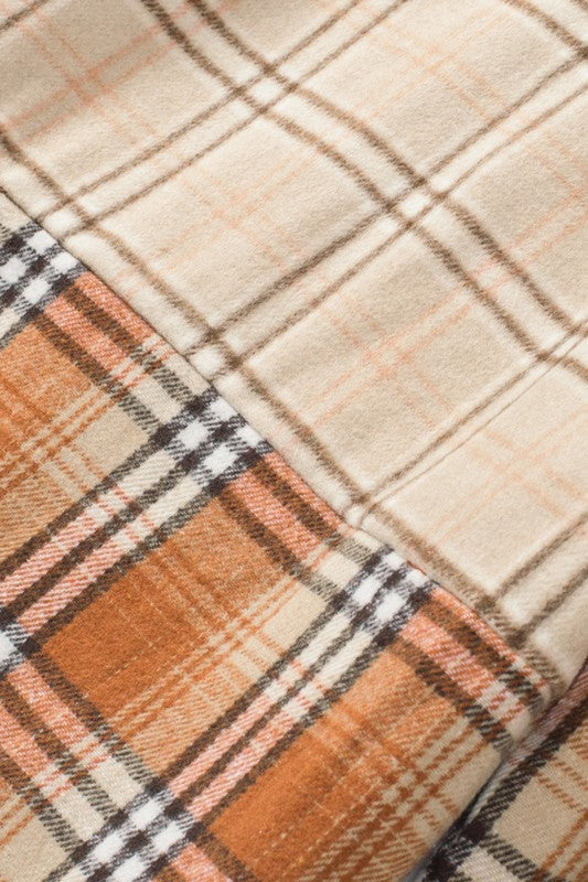 The Patch Plaid Color Block Shirt Shacket - Bee Creek Apparel