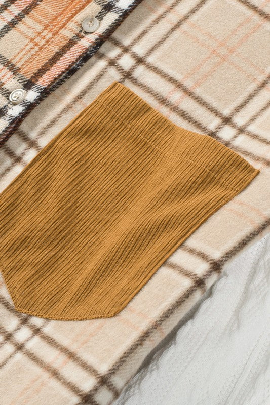 The Patch Plaid Color Block Shirt Shacket - Bee Creek Apparel