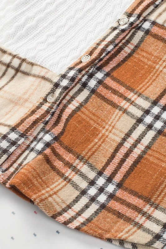 The Patch Plaid Color Block Shirt Shacket - Bee Creek Apparel