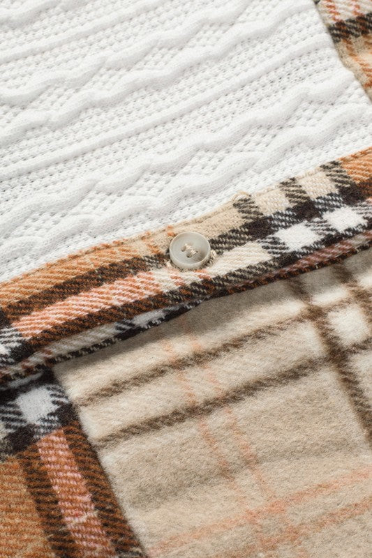 The Patch Plaid Color Block Shirt Shacket - Bee Creek Apparel