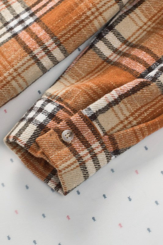 The Patch Plaid Color Block Shirt Shacket - Bee Creek Apparel