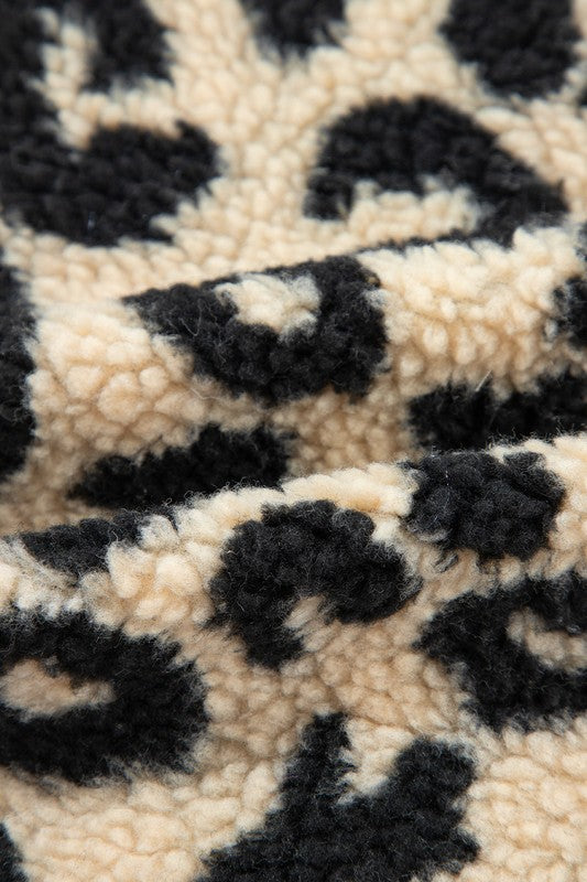 Leopard Print Sherpa Button Front Vest Coat - Bee Creek Apparel