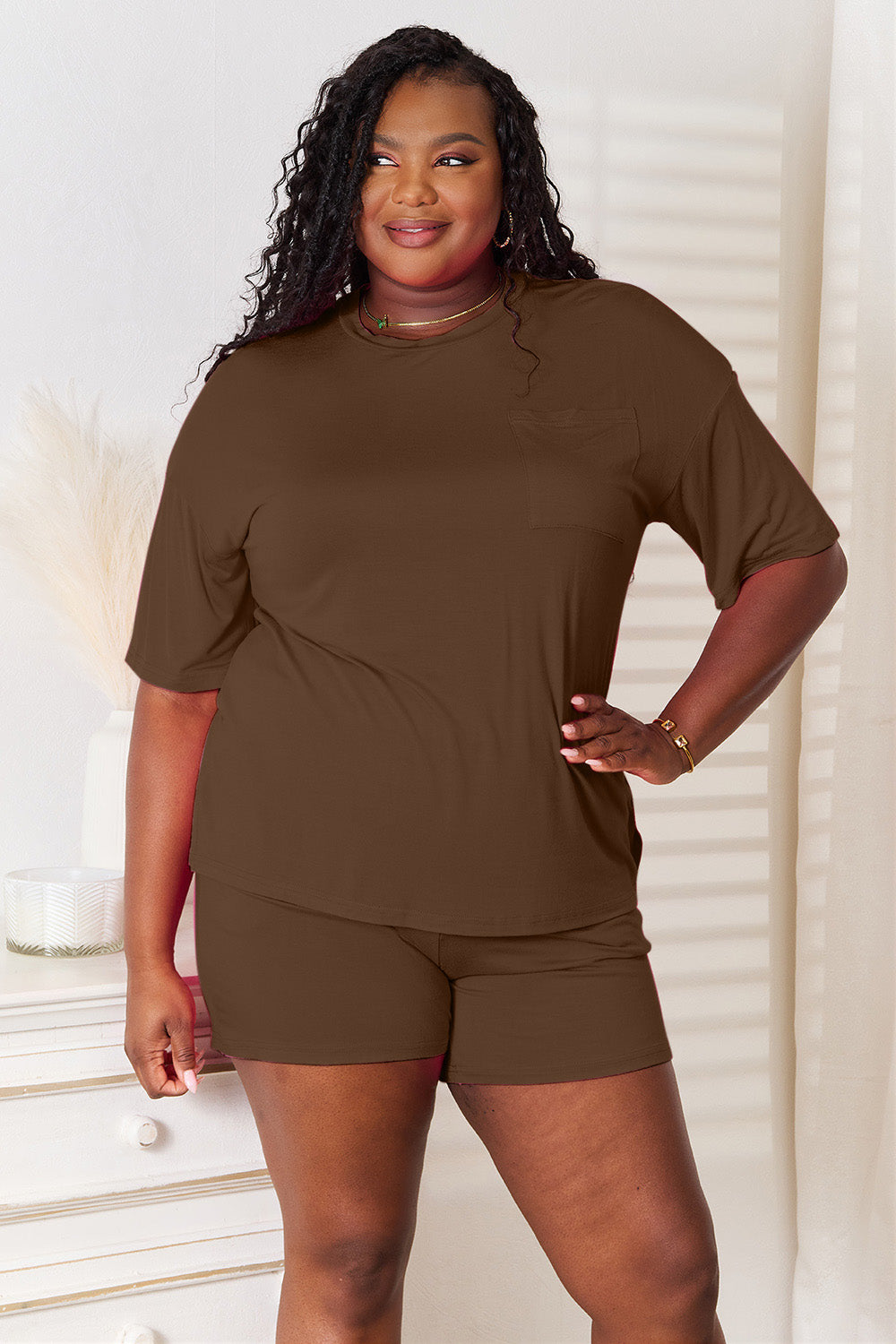 Basic Bae Soft Rayon Half Sleeve Top and Shorts Set - Bee Creek Apparel