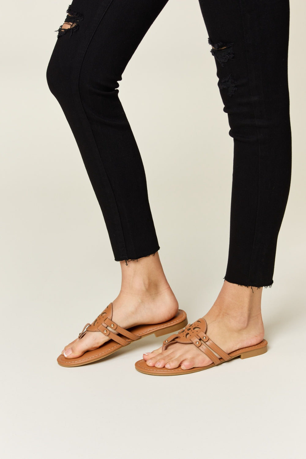Forever Link Cutout PU Leather Open Toe Sandals - Bee Creek Apparel