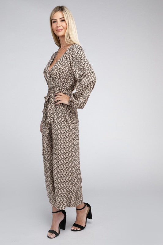 Dress Up In This Allover Print Jumpsuit - Bee Creek Apparel
