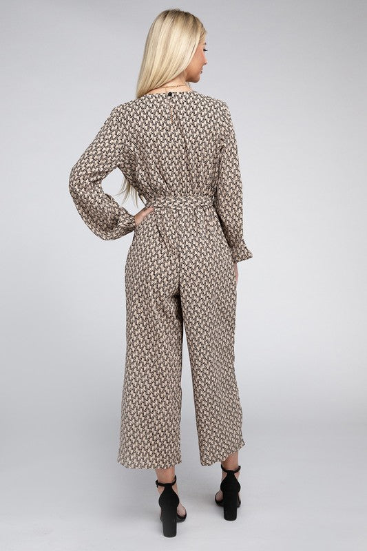 Dress Up In This Allover Print Jumpsuit - Bee Creek Apparel