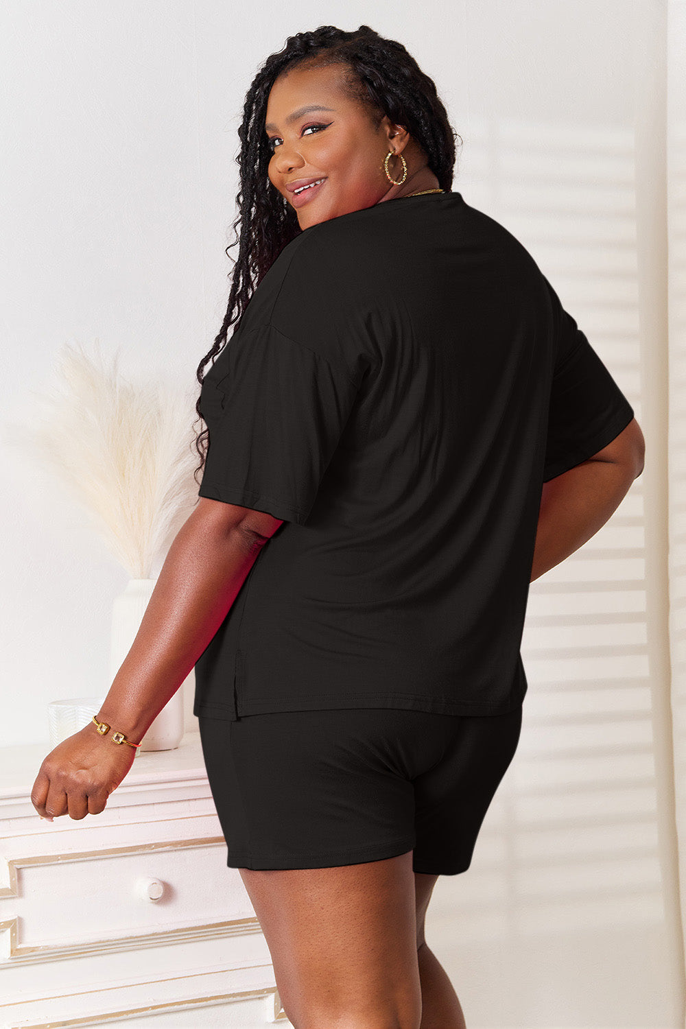 Basic Bae Soft Rayon Half Sleeve Top and Shorts Set - Bee Creek Apparel
