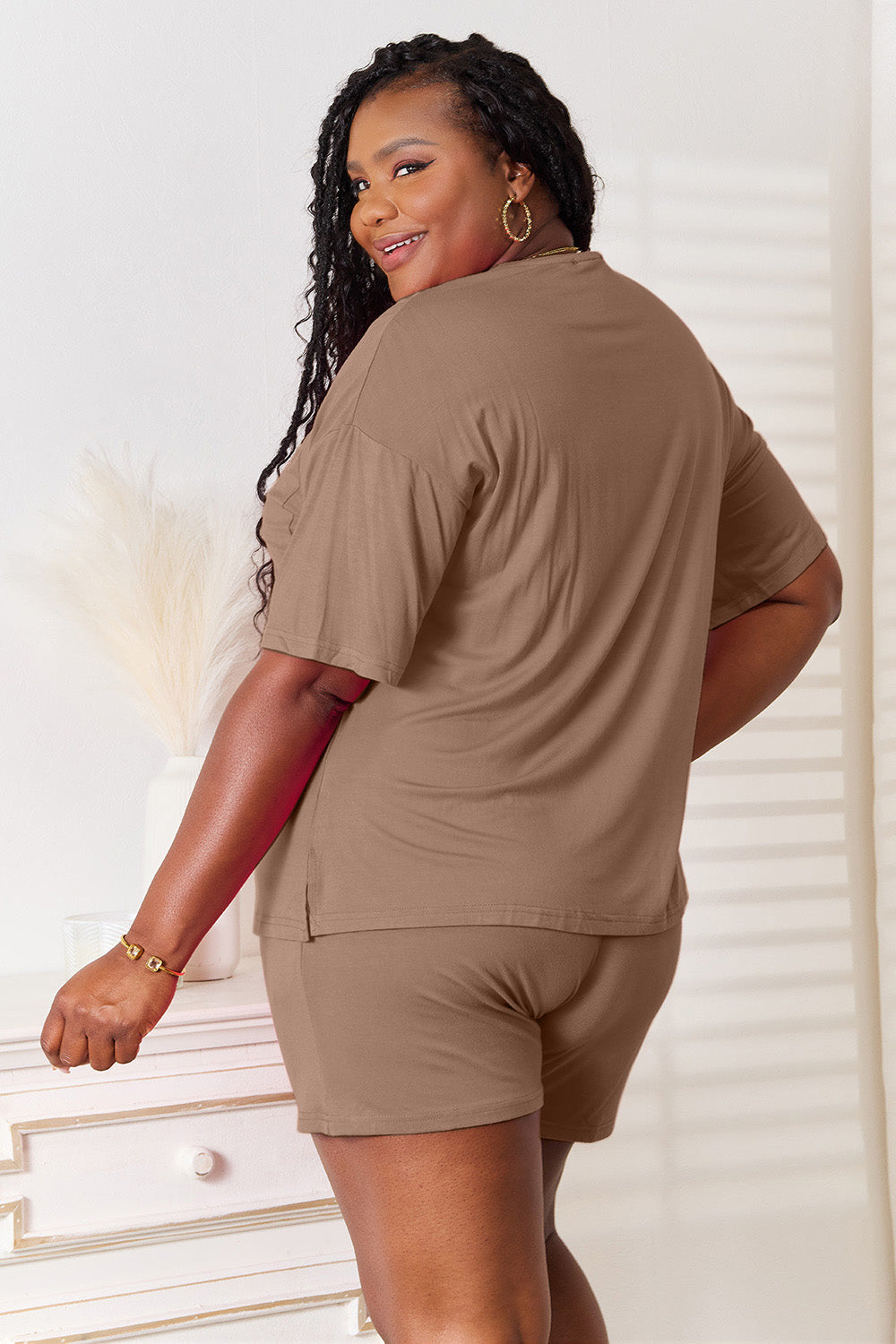 Basic Bae Soft Rayon Half Sleeve Top and Shorts Set - Bee Creek Apparel
