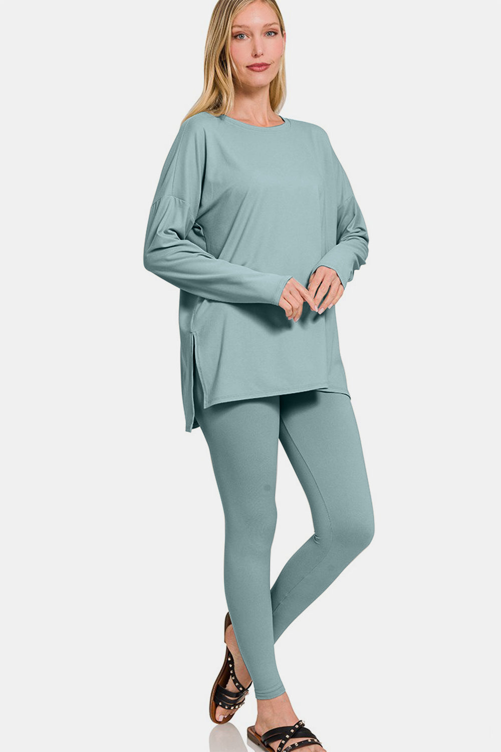 Zenana Full Size Brushed Microfiber Top and Leggings Lounge Set - Bee Creek Apparel