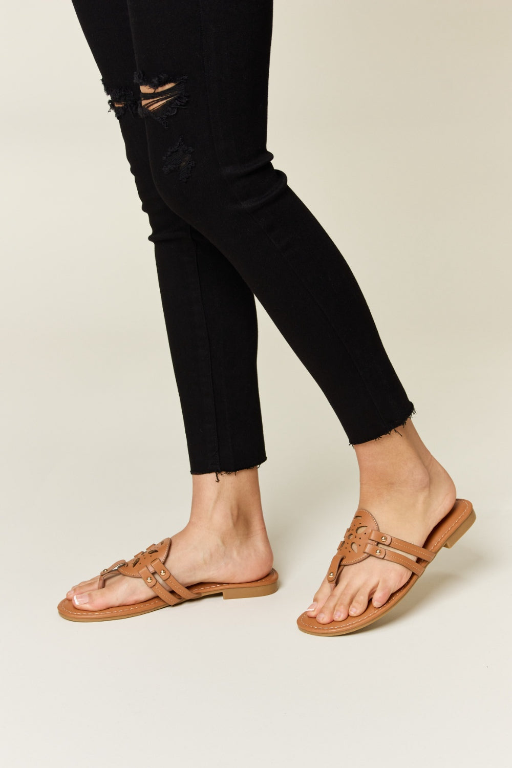 Forever Link Cutout PU Leather Open Toe Sandals - Bee Creek Apparel