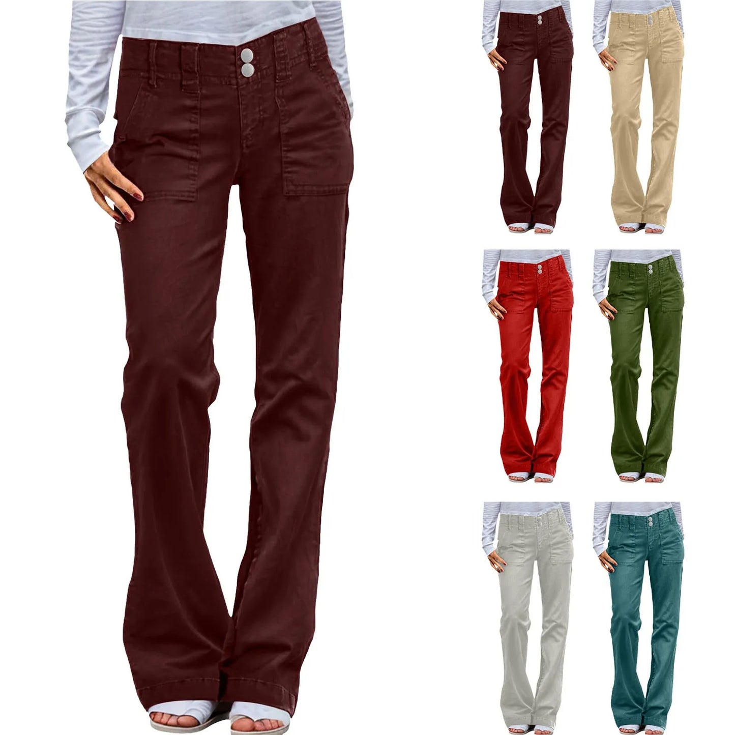 Twill Double Button Mid Rise Straight Leg Denim Jeans