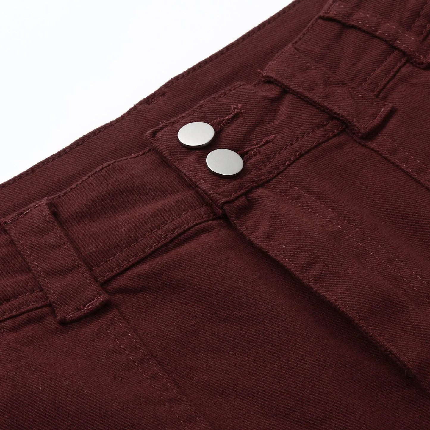Twill Double Button Mid Rise Straight Leg Denim Jeans