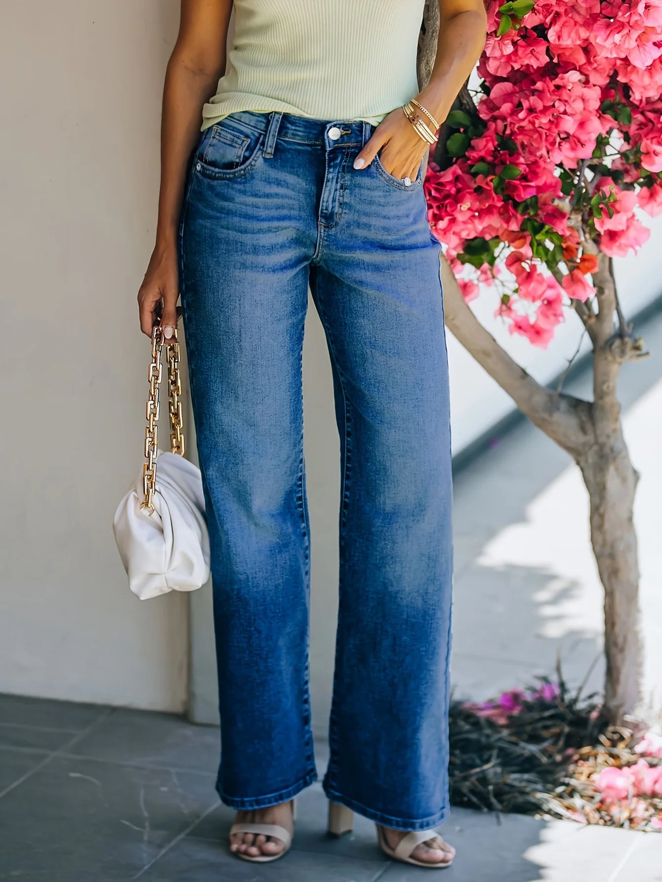 Women's Casual Stretch Loose Straight Leg Jeans