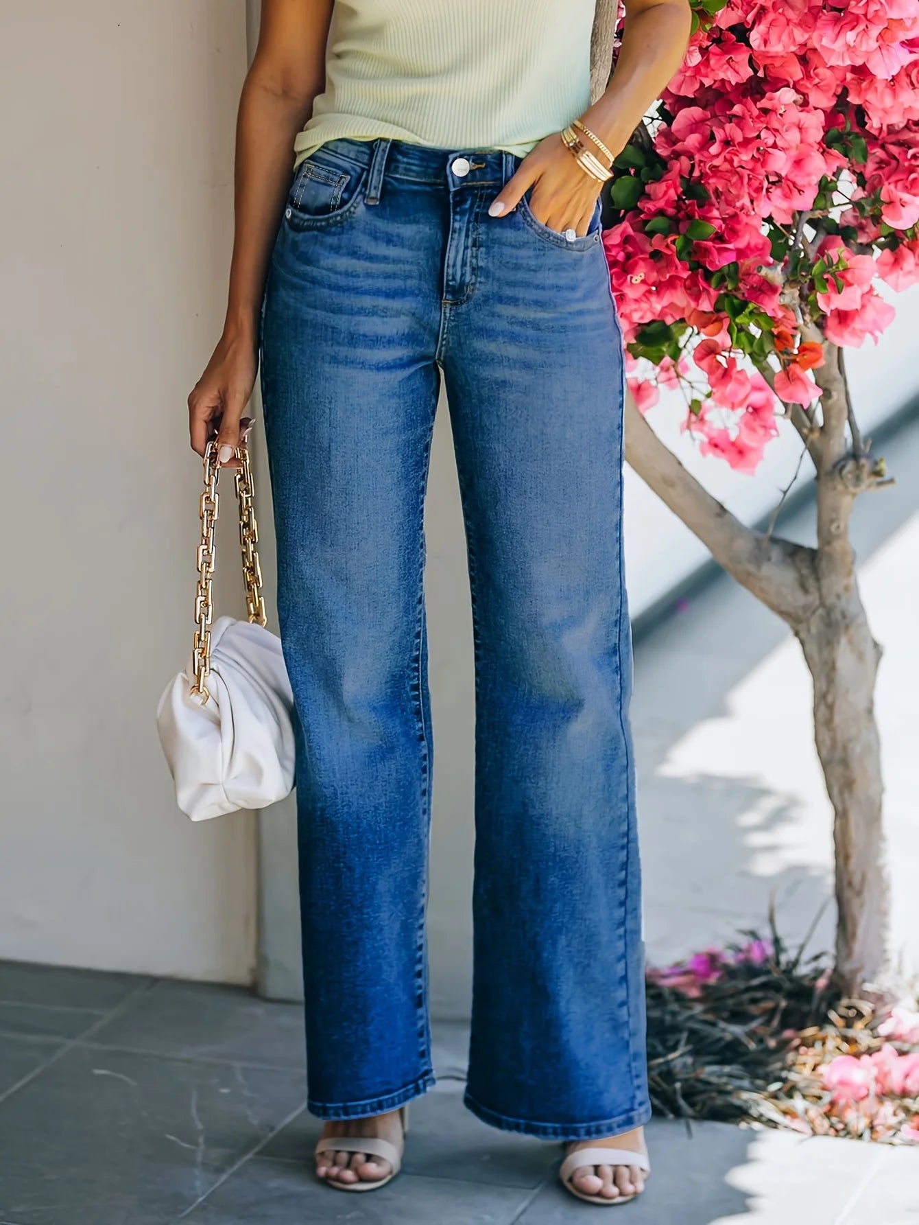 Women's Casual Stretch Loose Straight Leg Jeans