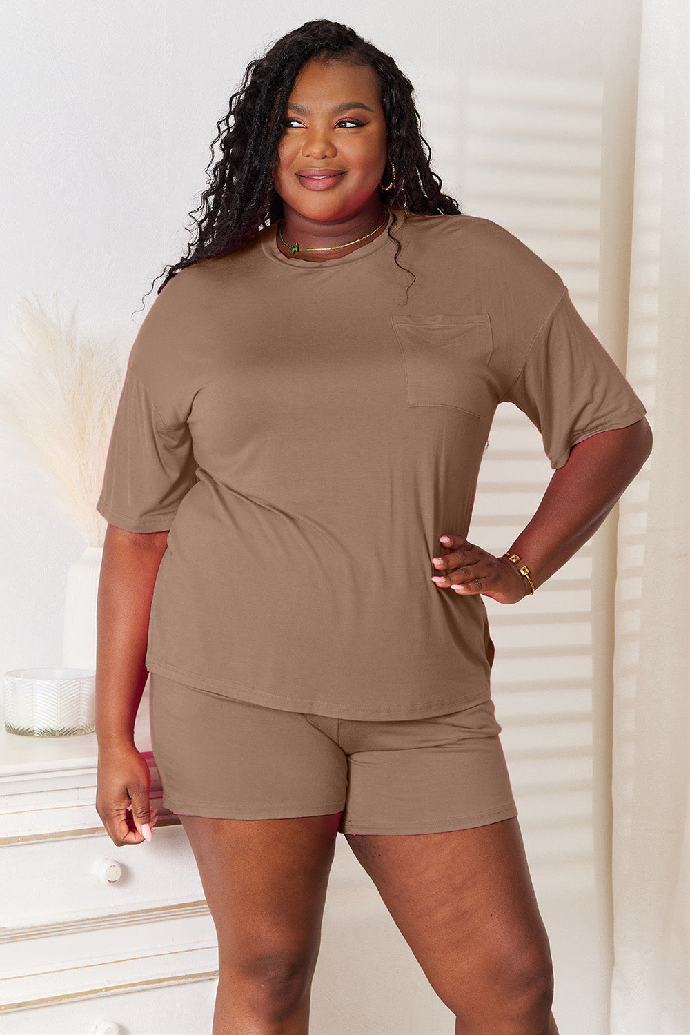 Basic Bae Soft Rayon Half Sleeve Top and Shorts Set - Bee Creek Apparel