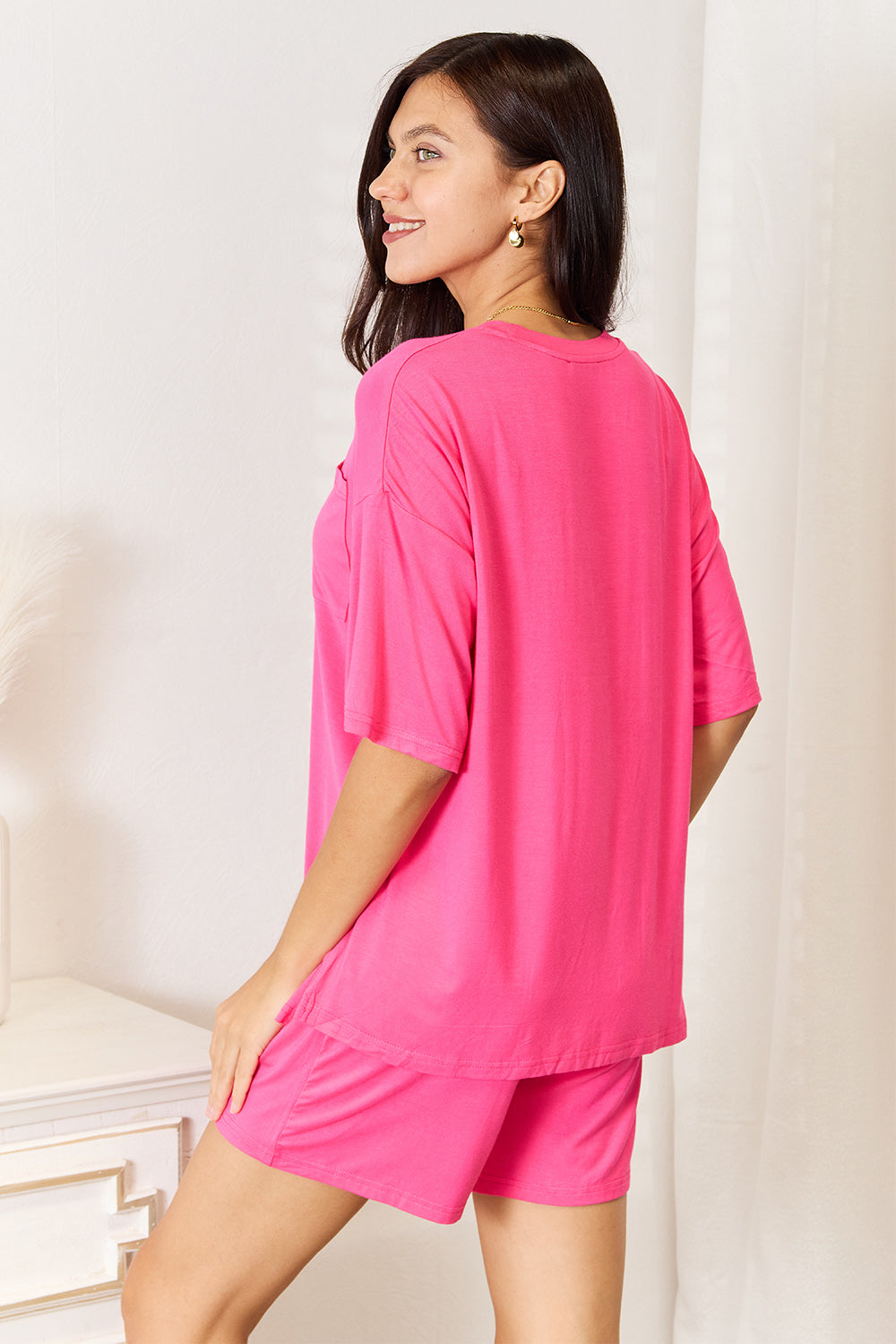 Basic Bae Soft Rayon Half Sleeve Top and Shorts Set - Bee Creek Apparel