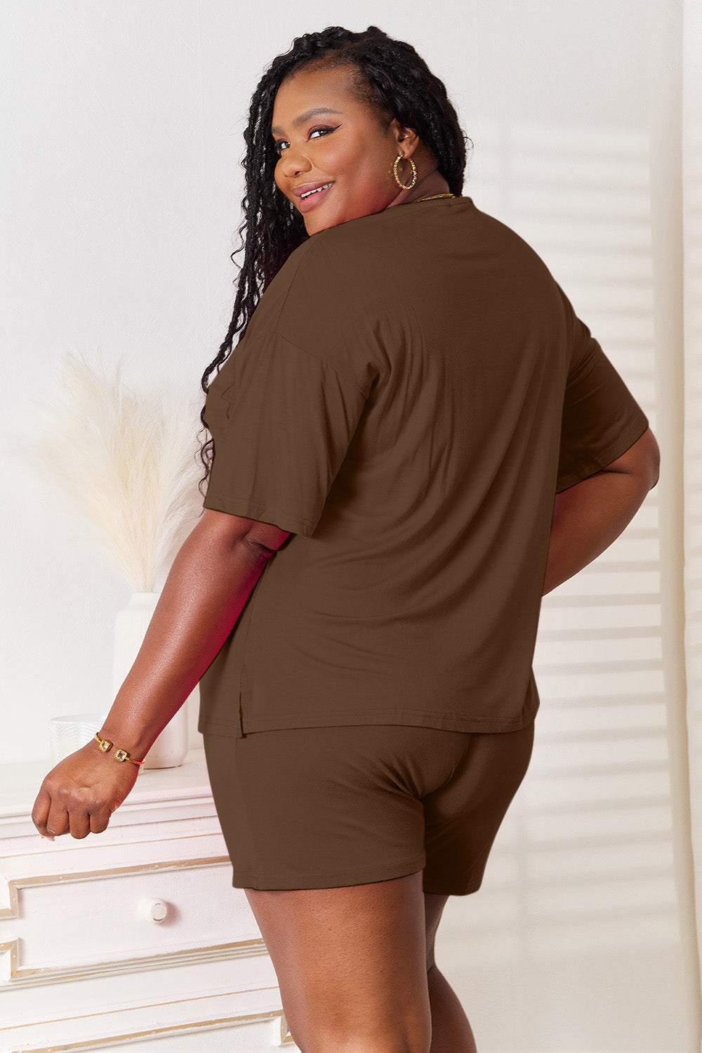 Basic Bae Soft Rayon Half Sleeve Top and Shorts Set - Bee Creek Apparel