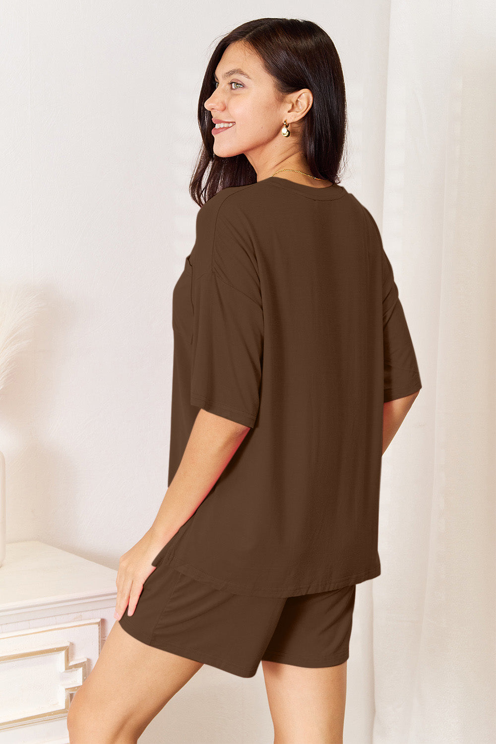 Basic Bae Soft Rayon Half Sleeve Top and Shorts Set - Bee Creek Apparel