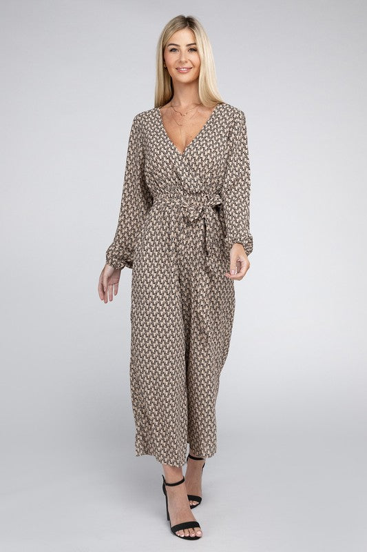 Dress Up In This Allover Print Jumpsuit - Bee Creek Apparel