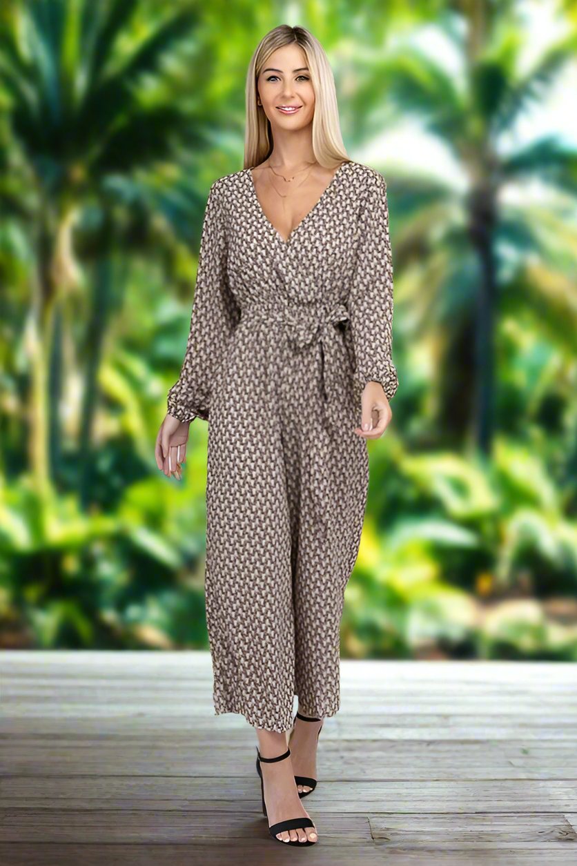 Dress Up In This Allover Print Jumpsuit - Bee Creek Apparel