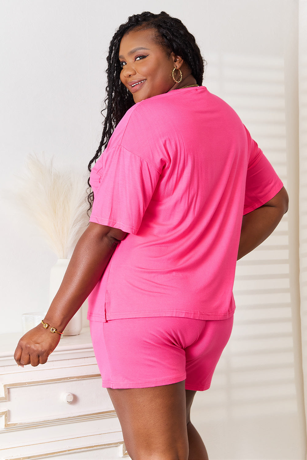 Basic Bae Soft Rayon Half Sleeve Top and Shorts Set - Bee Creek Apparel