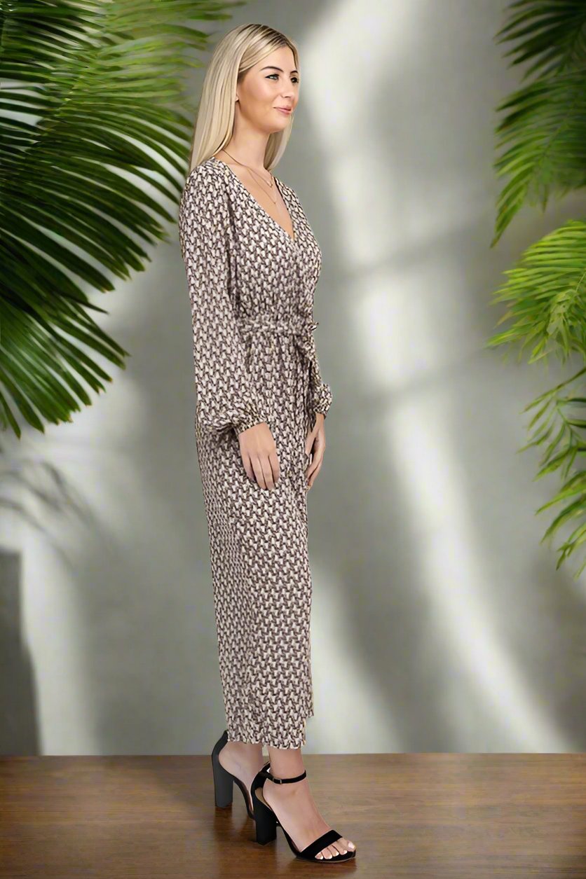Dress Up In This Allover Print Jumpsuit - Bee Creek Apparel