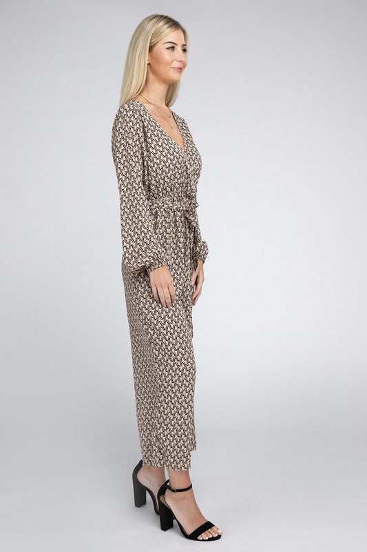 Dress Up In This Allover Print Jumpsuit - Bee Creek Apparel