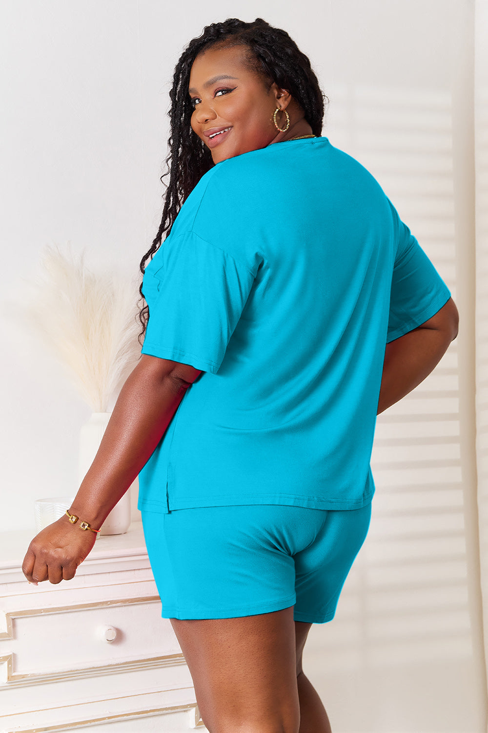 Basic Bae Soft Rayon Half Sleeve Top and Shorts Set - Bee Creek Apparel