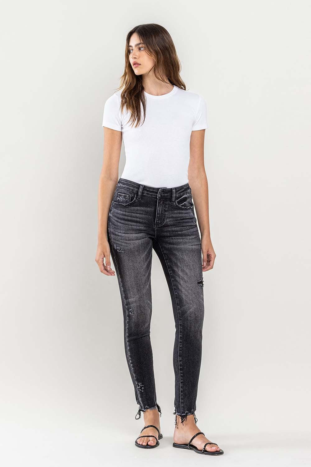 Fashion Forward In Raw Hem Cropped Skinny Jeans