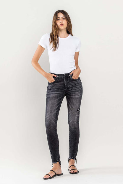 Fashion Forward In Raw Hem Cropped Skinny Jeans