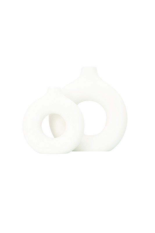 Modern Ceramic Round Vase - 2 pcs/set