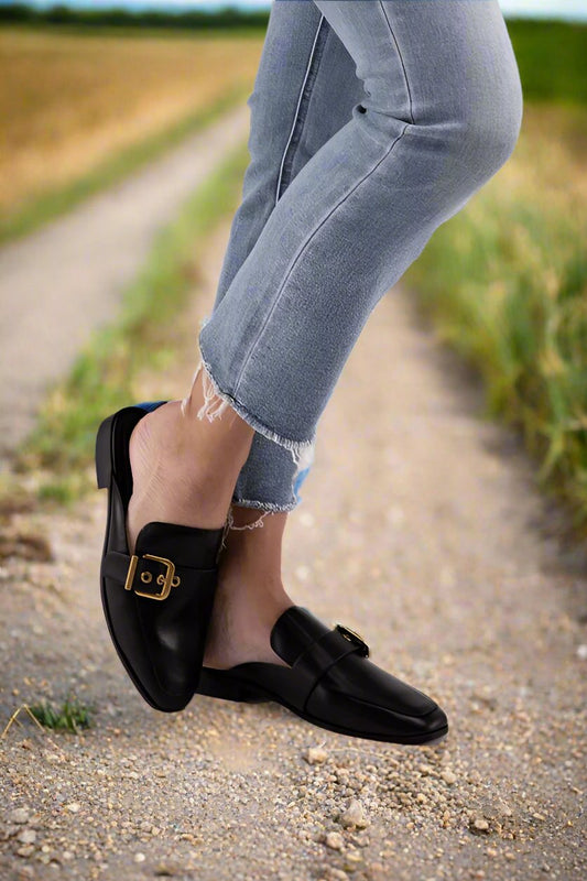 Chantal-S Buckle Backless Slides Loafer Shoes