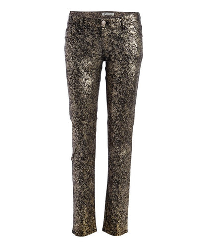 Step Into Style With These Low Rise Metallic Print Skinny Jeans Pants