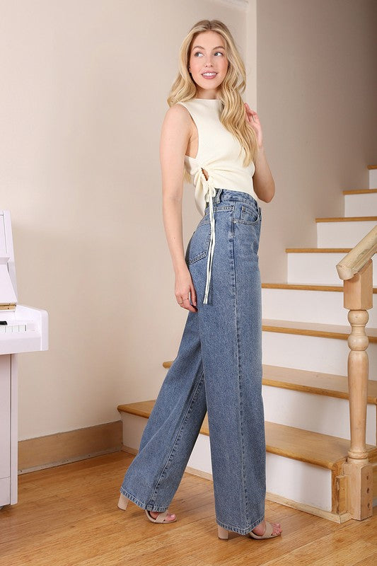 High Waisted Relaxed Denim pant