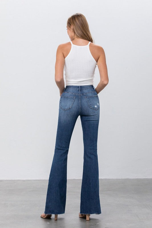 Essential Mid Rise Dark Wash Flare Jeans