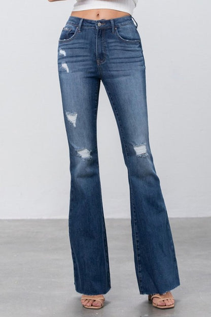 Essential Mid Rise Dark Wash Flare Jeans