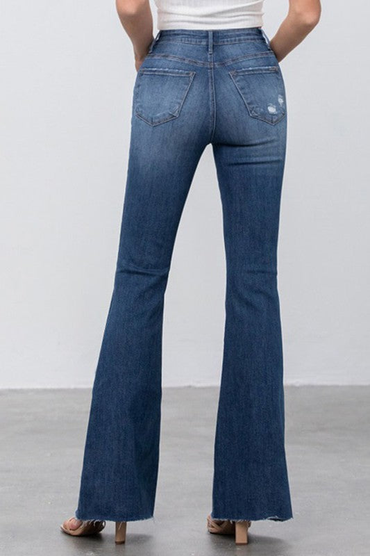 Essential Mid Rise Dark Wash Flare Jeans