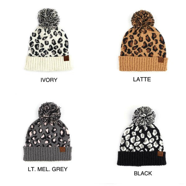 Let's Play In This CC Leopard Pom Beanie